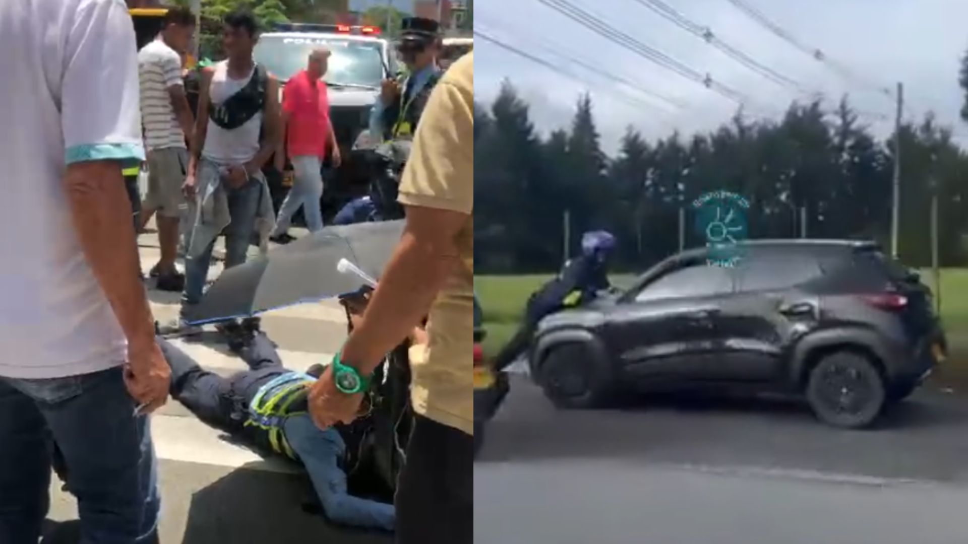 Policía de tránsito arrollado en Rionegro. Foto: MiOriente y Denuncias Antioquia.