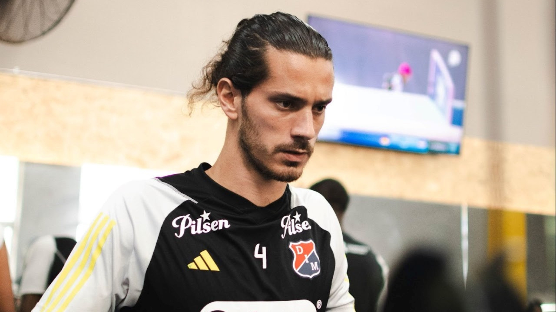 Joaquín Varela disputó 5 juegos este semestre con la camiseta del Dim. En octavos de final de la Sudamericana, marcó las dos anotaciones con las que el equipo empató en el primer partido ante Palestino. cortesía foto: @DIM_Oficial