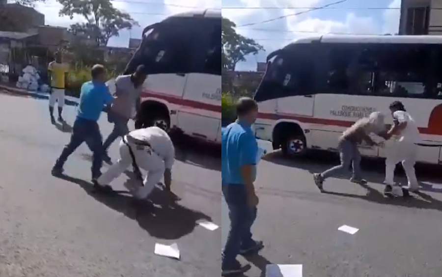 En video: Conductores convierten calle de Robledo en ring de boxeo