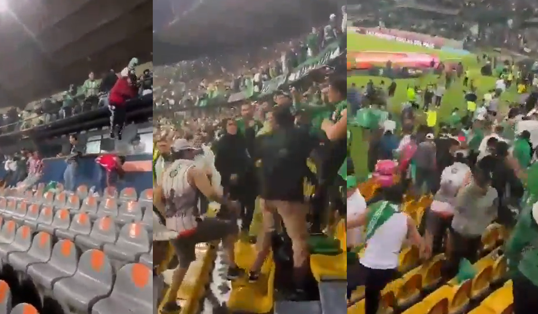 Pelea entre hinchas del nacional y Junior