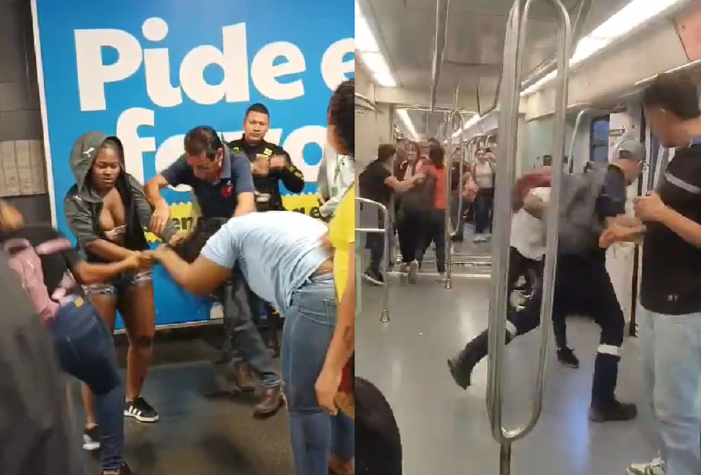 Video: se registran dos peleas en Metro de Medellín, en una usaron un cuchillo