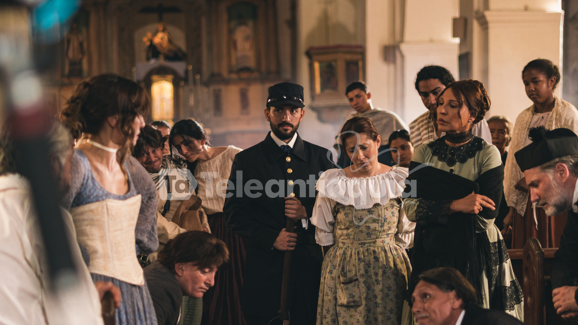 Escena en el Templo Santa Bárbara. Foto: Teleantioquia