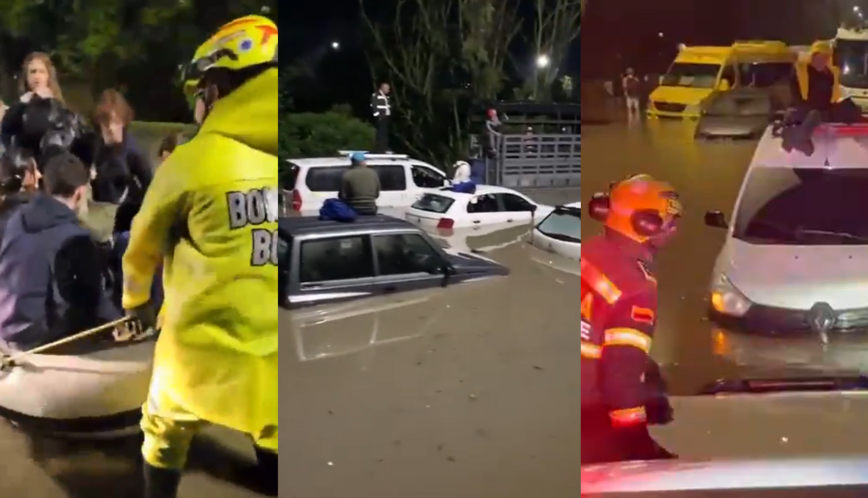 Video: Niños durmiendo en colegios, personas atrapadas en carros; Bogotá fue anegada por las lluvias