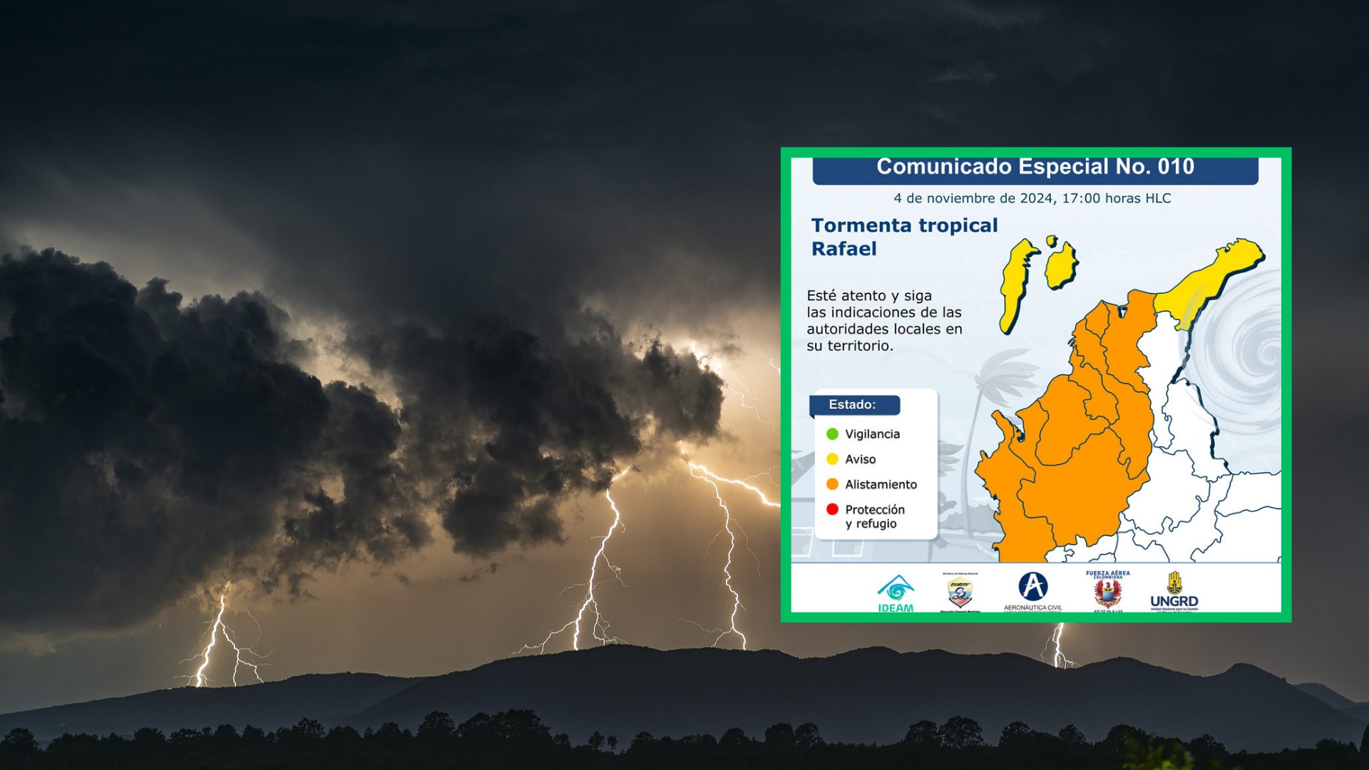 Tormenta tropical Rafael avanza con fuerza y podría golpear a Colombia en las próximas horas