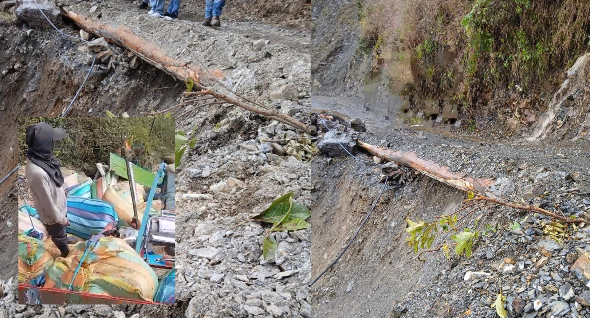 Con troncos de madera comunidad arregla vía de Ituango donde murió conductor de chiva