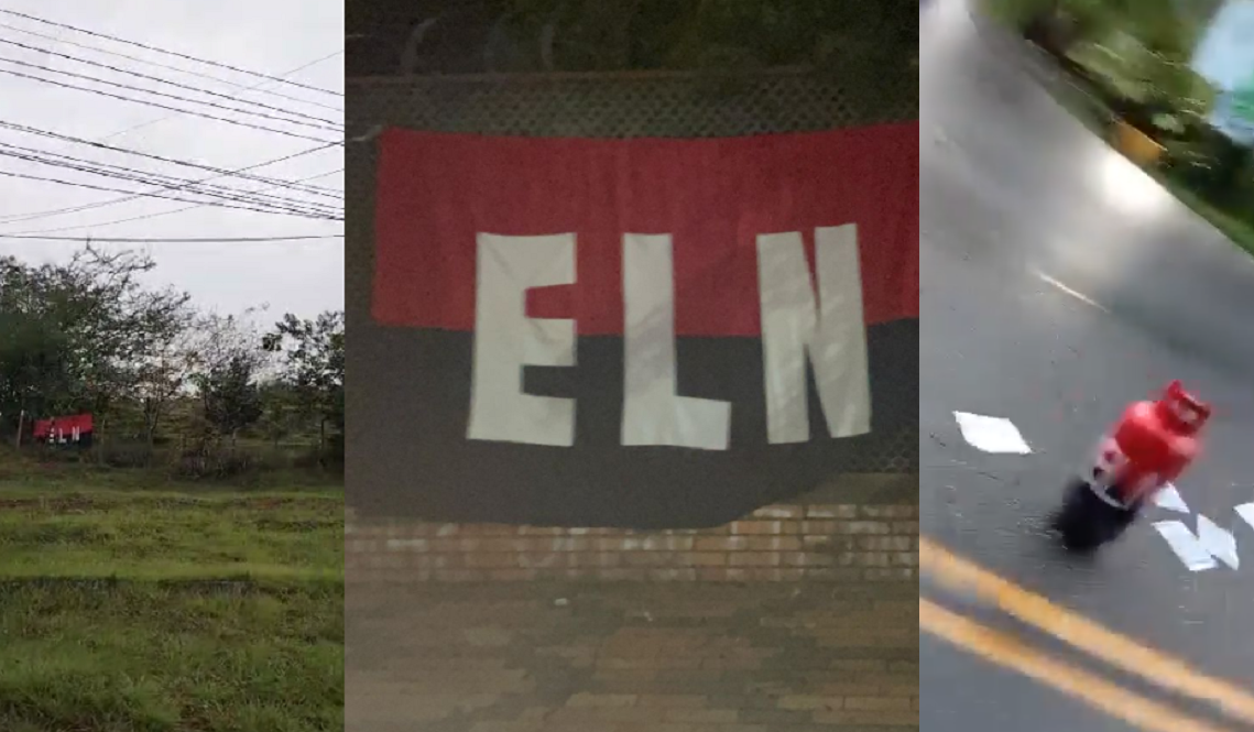 VIDEO | Banderas del Eln en vías de Antioquia, Bogotá y Cauca ponen en alerta a las autoridades