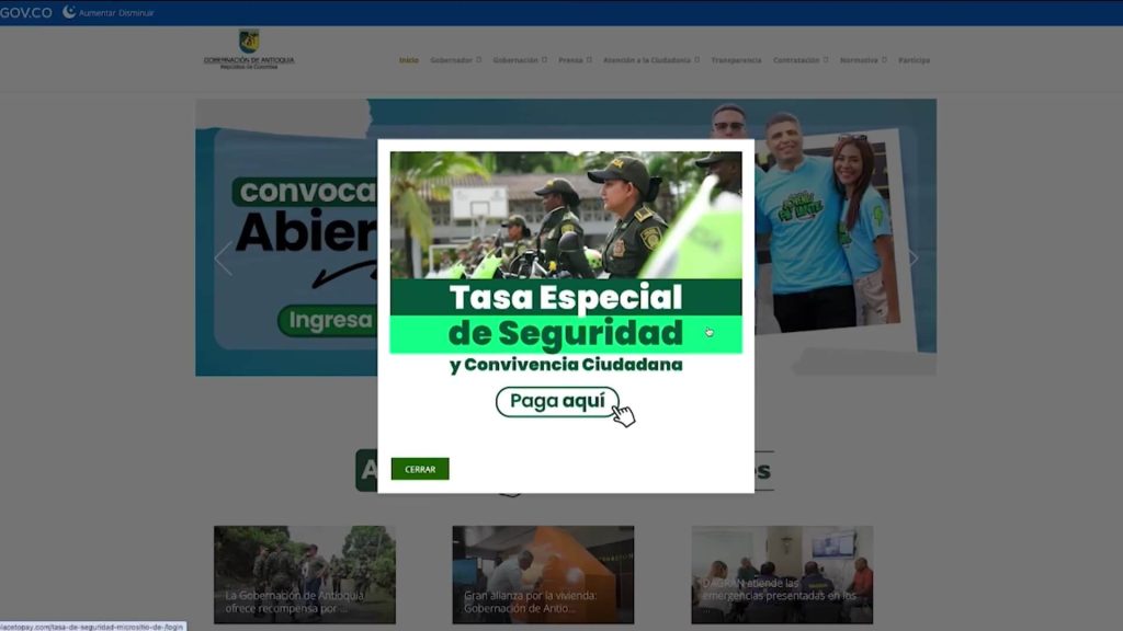 Lista plataforma para pago Tasa de Seguridad 